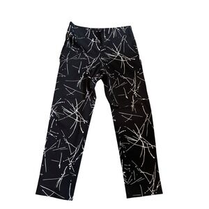 Krazy Larry Pull On Pants 12 Black White Abstract‎ Paint Splatter Made in USA